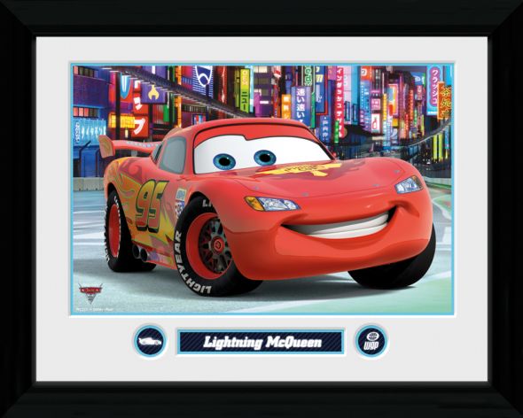 obraz w ramie z Lightning McQueen z bajki Samochody 2