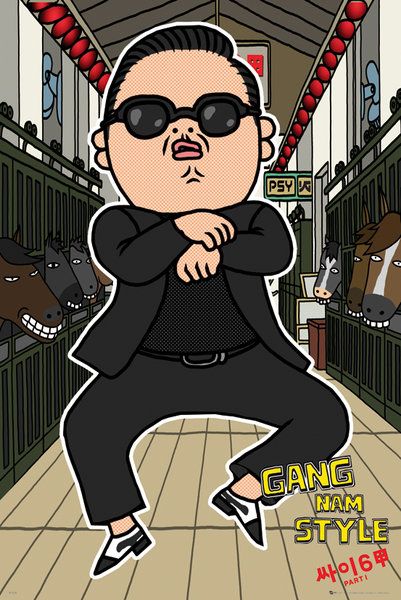 Grafika z Gangnam style na plakacie