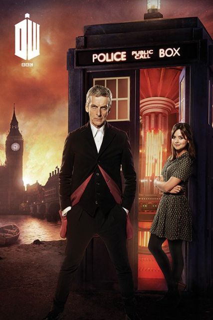 plakat z Doctor Who Budka Telefoniczna i Płonący Londyn