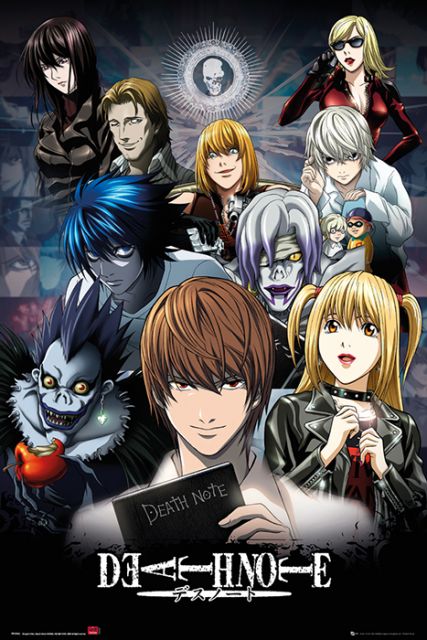 plakat z postaciami z filmu animowanego Death Note
