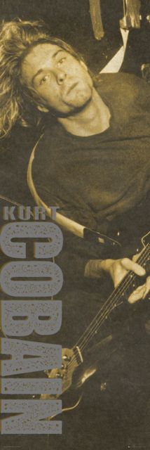 Duży plakat w sepii na drzwi Kurt Cobain z Gitarą