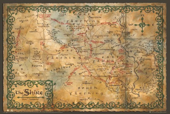 Mapa na ścianę krainy Shaire z filmu Hobbit
