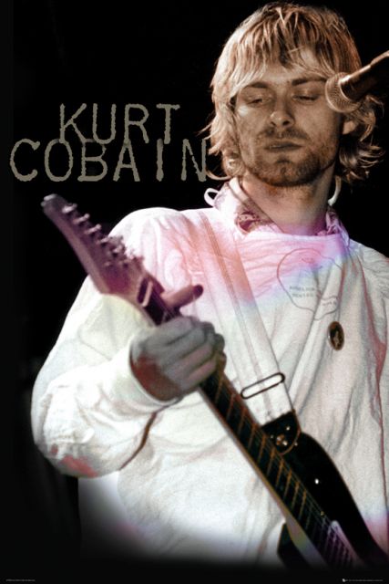 Plakat Kurta Cobaina z gitarą