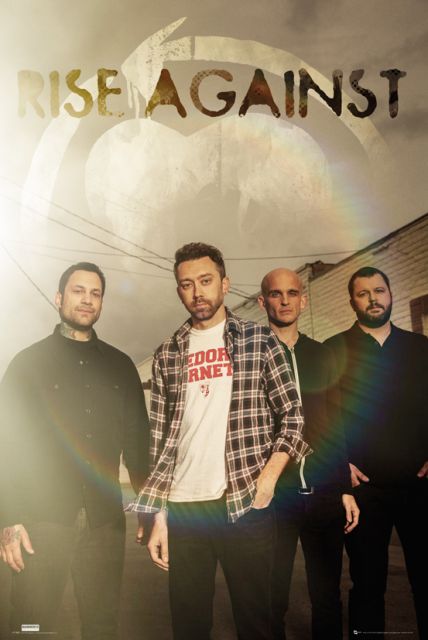 Kolorowy plakat z członkami zespołu Rise Against