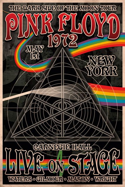 plakat promujący trasę New York 1972 zespołu Pink Floyd The Dark Side of the Moon