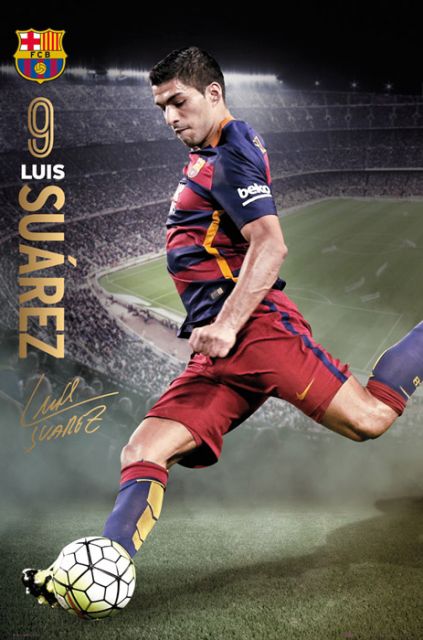 plakat Luis Alberto Suáreza w barwach klubu Fc Barcelona