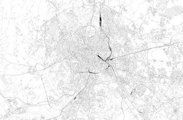Rzym - czarno-biała mapa miasta - fototapeta