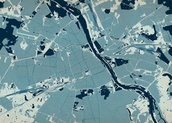 Warszawa - mapa w kolorze - fototapeta