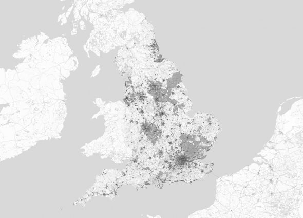 Anglia - mapa czarno biała - fototapeta
