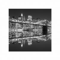 New York (Brooklyn Bridge night BW) - reprodukcja