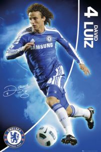 plakat z zawodnikiem londyńskiego klubu piłkarskiego Chelsea Davidem Luiz
