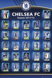 plakat na ścianę z sylwetkami zawodników Chelsea na sezon 2011/12