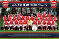 Duży plakat dla fanów Arsenalu przedstawiający całą drużynę piłkarską z trenerem Arsenem Wengerem na sezon 2014/2015