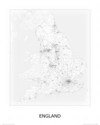 mapa na ścianę zatytułowana England, black&white