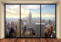 Fototapeta na całą ścianę z widokiem z okna na Manhattan w Nowym Jorku