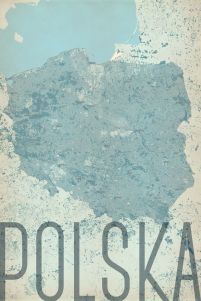 stylowa mapa ścienna o wymiarach 61x91,5 cm zatytułowana Polska, vintage