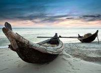 Stare łodzie, Wietnam - fototapeta