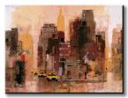 Zdjęcie pokazujące obraz na płótnie na którym widać żółte taksówki na ulicach Nowego Jorku