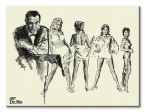 Obraz 60x80 przedstawia Bonda ze swoimi dziewczynami