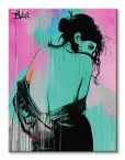 Kolorowy canvas z czarnowłosą kobietą